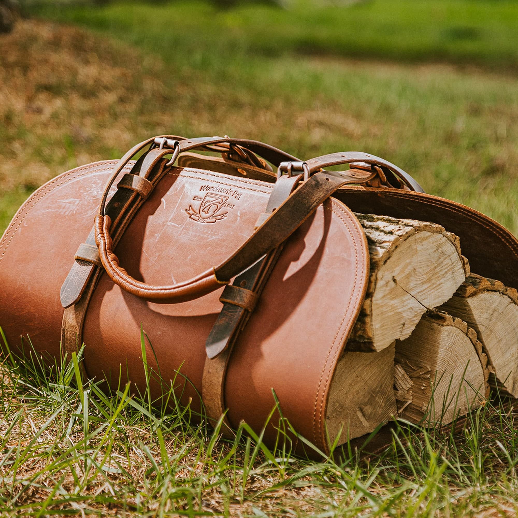 Leather firewood carrier sale