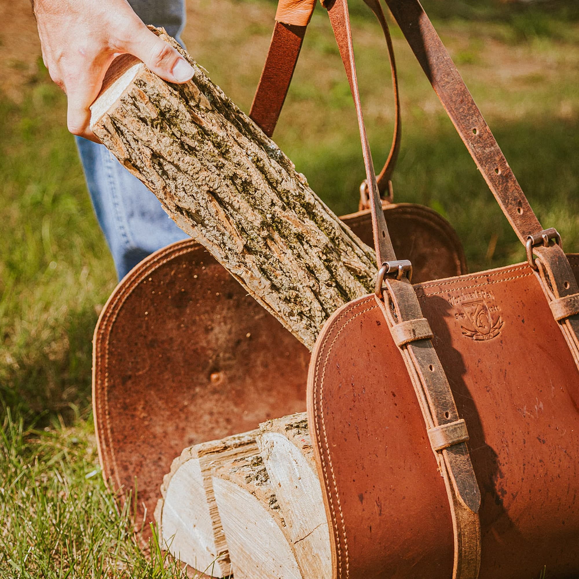 Leather Log Carrier Woodman s Pal